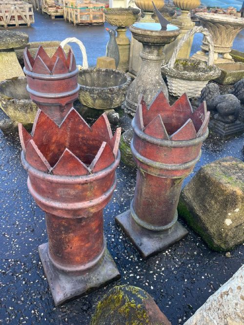 PAIR OF VICTORIAN CROWN TOP CHIMNEY POTS - ADDITIONAL PHOTO 2