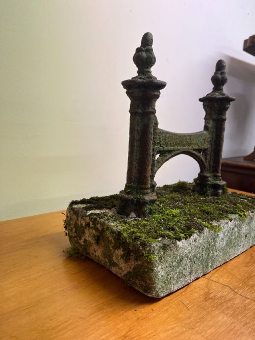VICTORIAN CAST IRON BOOT SCRAPE IN ORIGINAL STONE BASE - ADDITIONAL PHOTO 1