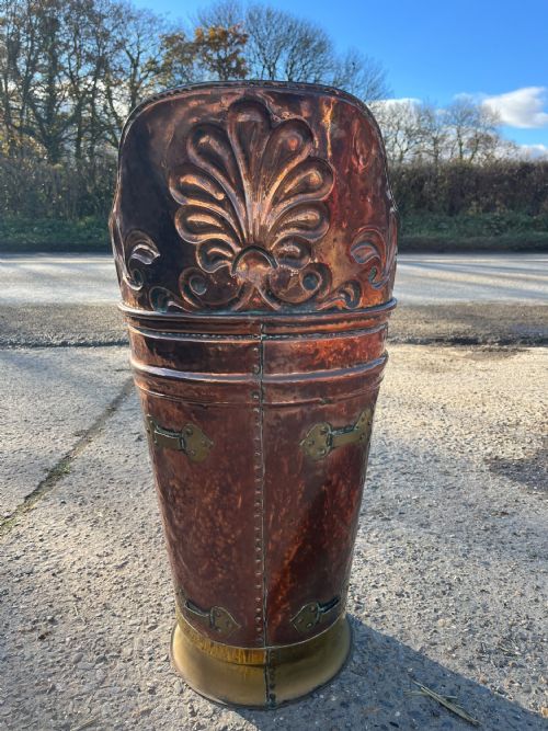 CIRCA 1900 COPPER AND BRASS GRAPE PICKERS HOD - ADDITIONAL PHOTO 6