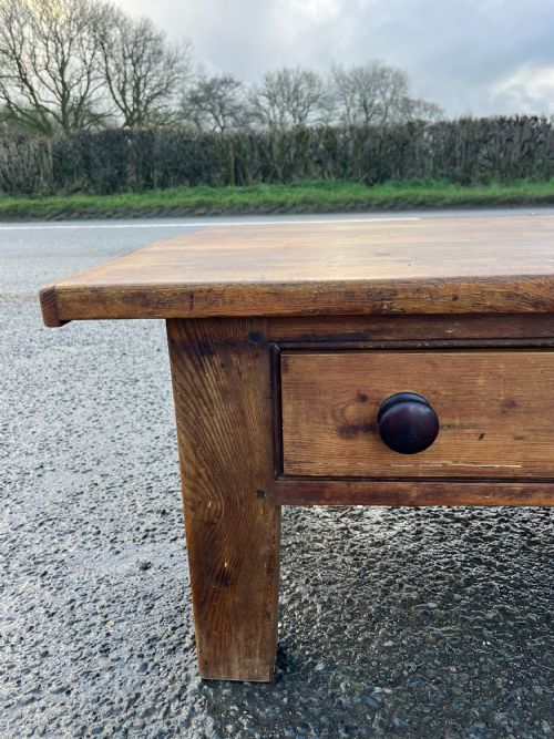 VICTORIAN PINE FARMHOUSE KITCHEN TABLE CONVERTED TO COFFEE TABLE - ADDITIONAL PHOTO 1