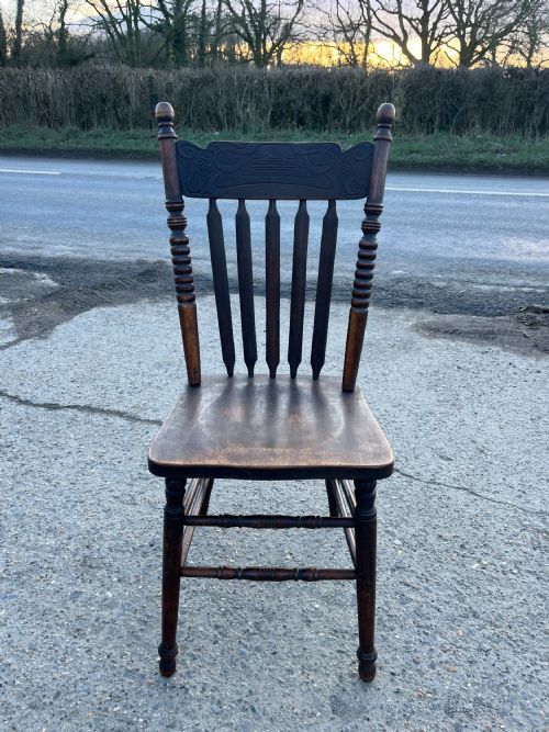CIRCA 1900 SET OF 4 AMERICAN BEECH KITCHEN CHAIRS - ADDITIONAL PHOTO 4