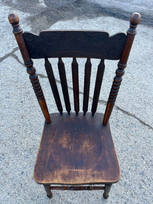 CIRCA 1900 SET OF 4 AMERICAN BEECH KITCHEN CHAIRS - ADDITIONAL PHOTO 8