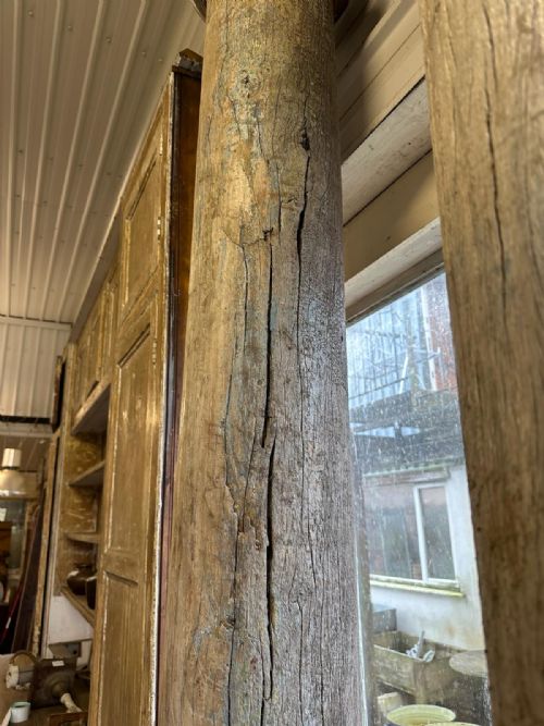 PAIR OF COLUMNS CIRCA 1900 HARDWOOD CARVED IONIC CAPITAL CARVED STONE BASES - ADDITIONAL PHOTO 3