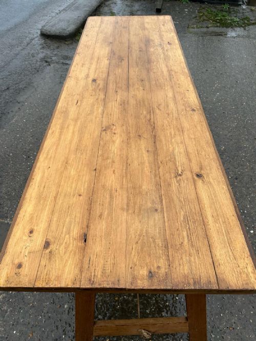 EARLY 20TH CENTURY PINE TRESTLE TABLE - ADDITIONAL PHOTO 2