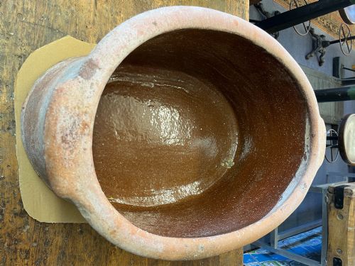 19TH CENTURY NORTH DEVON TERRACOTTA SALTER WITH GLAZED INTERIOR - ADDITIONAL PHOTO 1