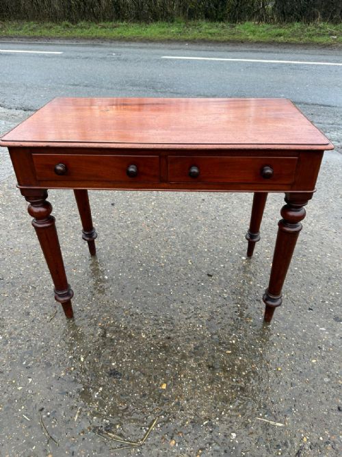 VICTORIAN MAHOGANY WRITING SIDE TABLE WITH 2 DRAWERS - ADDITIONAL PHOTO 3
