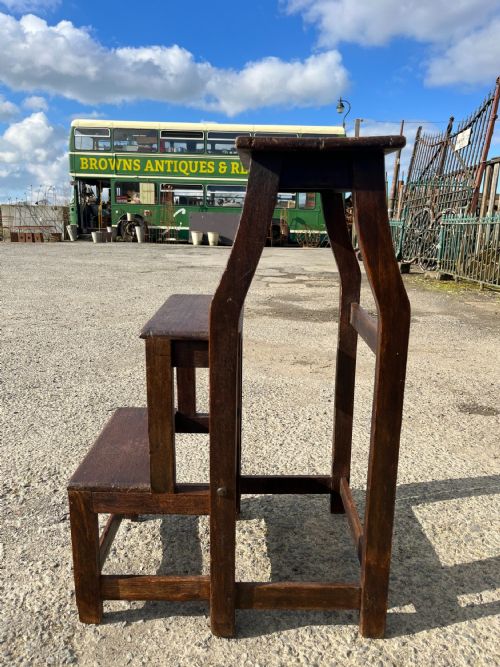 CIRCA 1900 OAK METAMORPHIC LIBRARY STEPS - ADDITIONAL PHOTO 4