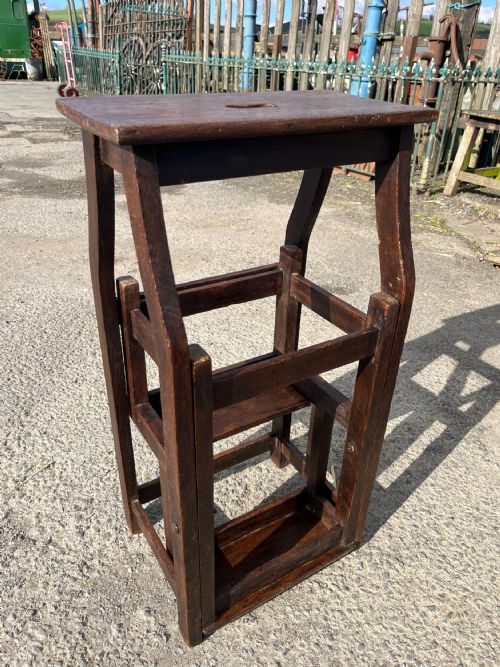 CIRCA 1900 OAK METAMORPHIC LIBRARY STEPS - ADDITIONAL PHOTO 6