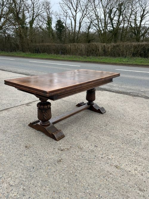 1920s oak draw leaf table - CATEGORY: ANTIQUE TABLES - DATED 1920
