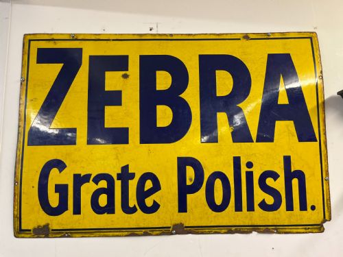 early 20th century zebra grate polish enamel sign - CATEGORY: ANTIQUE MISCELLANEOUS - DATED 1930