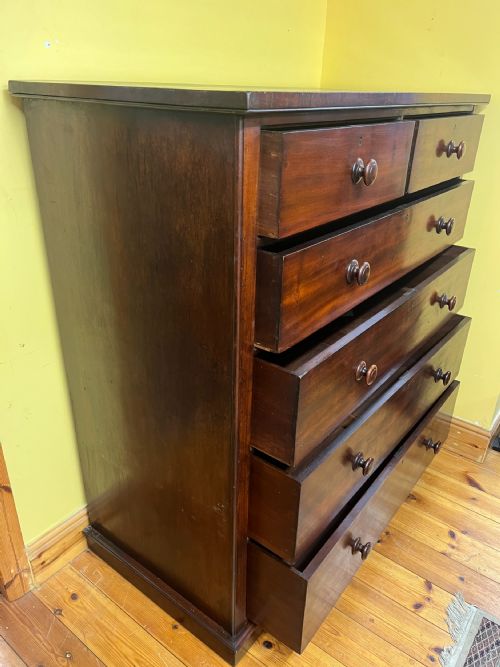 UNUSUALLY LARGE VICTORIAN MAHOGANY 2 OVER 4 CHEST OF DRAWERS - ADDITIONAL PHOTO 1