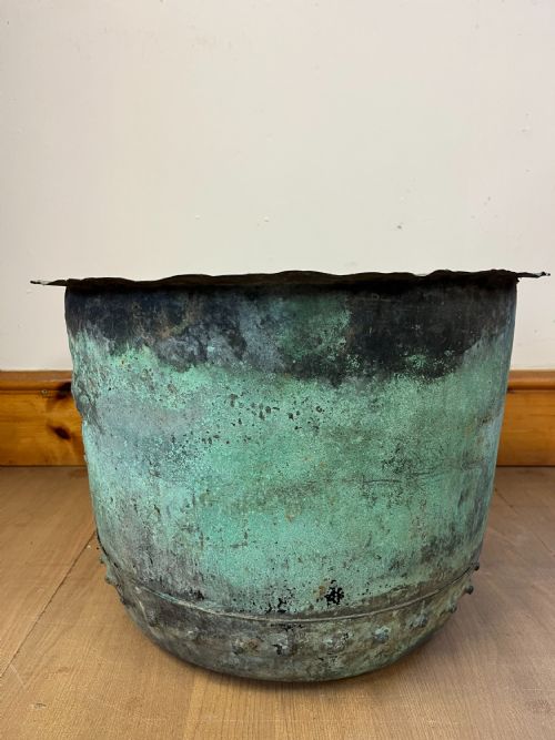 19TH CENTURY RIVETED COPPER BOILER CAULDRON - ADDITIONAL PHOTO 1