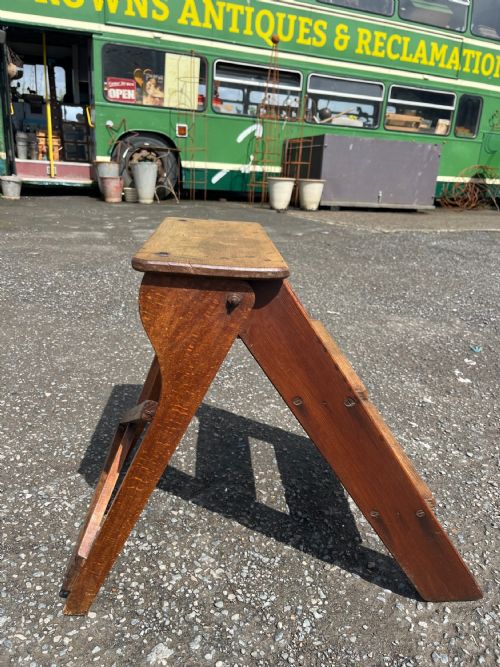 VICTORIAN PINE OAK FOLDING LIBRARY STEPS - ADDITIONAL PHOTO 2