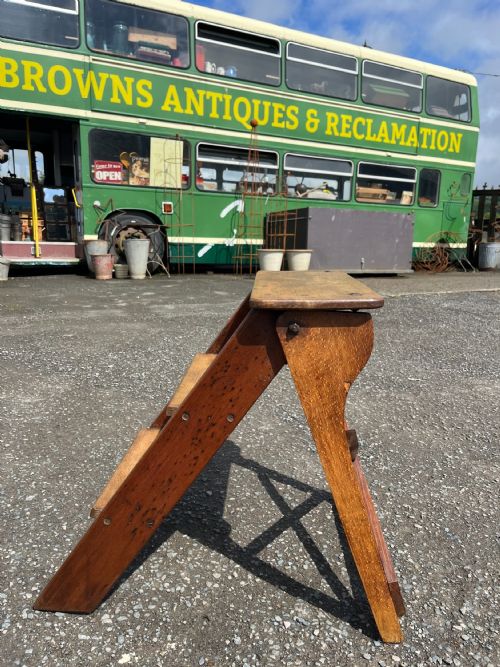 VICTORIAN PINE OAK FOLDING LIBRARY STEPS - ADDITIONAL PHOTO 4