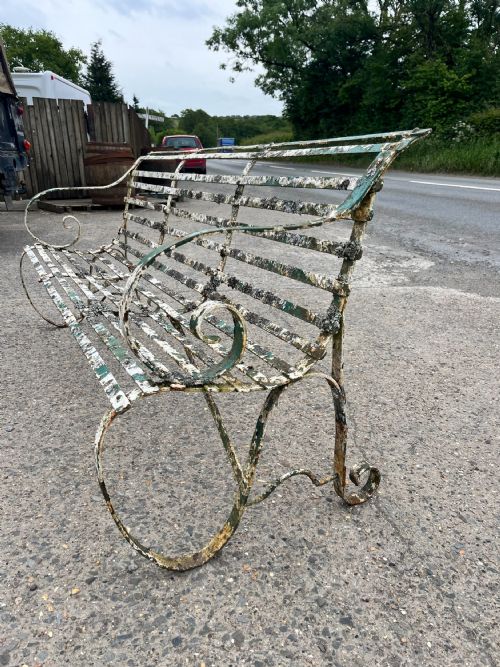 VICTORIAN WROUGHT IRON STRAPWORK GARDEN BENCH - ADDITIONAL PHOTO 2