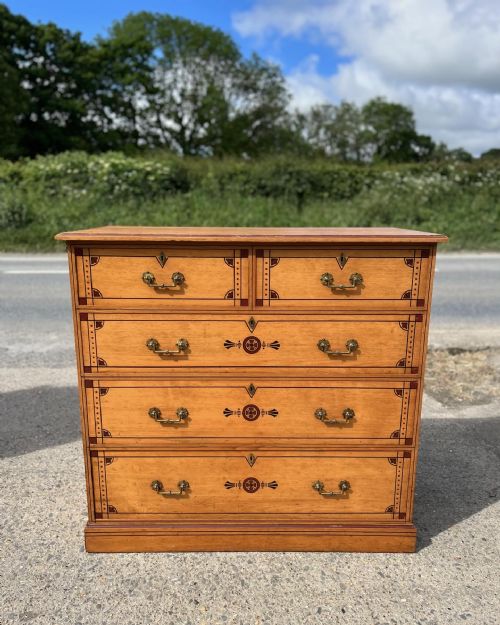 A GOOD AESTHETIC MOVEMENT PAINTED ASH OAK 2 PIECE BEDROOM SUITE MANUFACTURED BY WAUGH SONS CIRCA 1870S C333 - ADDITIONAL PHOTO 1