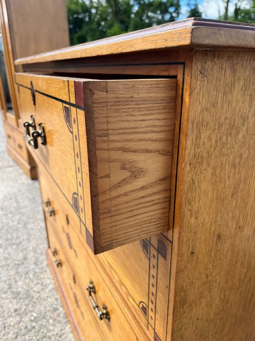 A GOOD AESTHETIC MOVEMENT PAINTED ASH OAK 2 PIECE BEDROOM SUITE MANUFACTURED BY WAUGH SONS CIRCA 1870S C333 - ADDITIONAL PHOTO 8