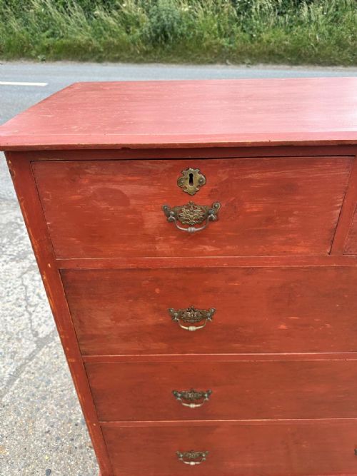 LATE VICTORIAN 1900 ORIGINAL PAINTED PINE 23 CHEST OF DRAWERS - ADDITIONAL PHOTO 4