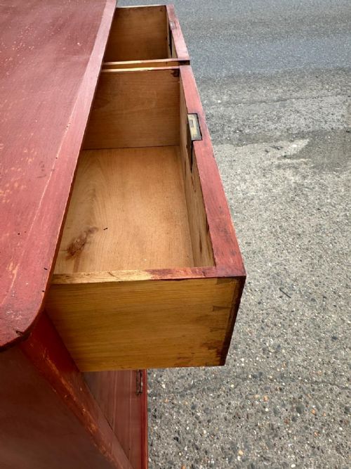 LATE VICTORIAN 1900 ORIGINAL PAINTED PINE 23 CHEST OF DRAWERS - ADDITIONAL PHOTO 7