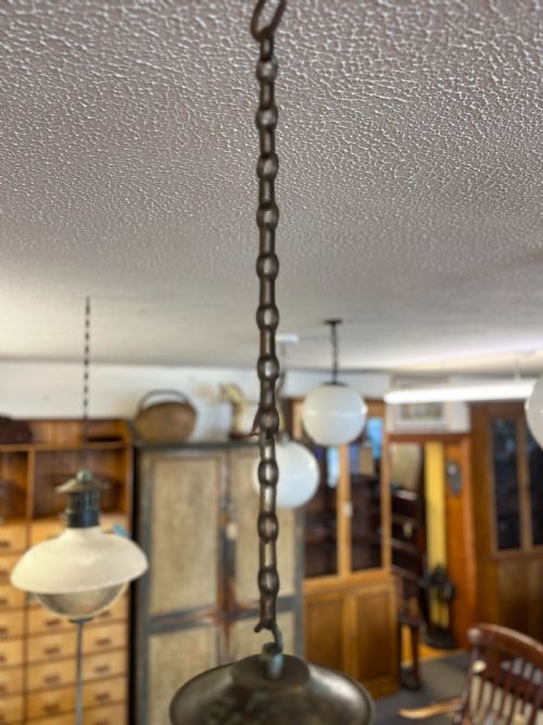 STUNNING EARLY 20TH CENTURY DOUBLE PRISMATIC HOLOPHANE PENDANT LIGHT - ADDITIONAL PHOTO 2