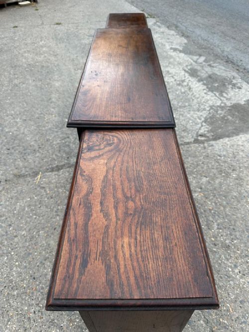 VICTORIAN DWARF BREAKFRONT OAK BOOKCASE - ADDITIONAL PHOTO 3