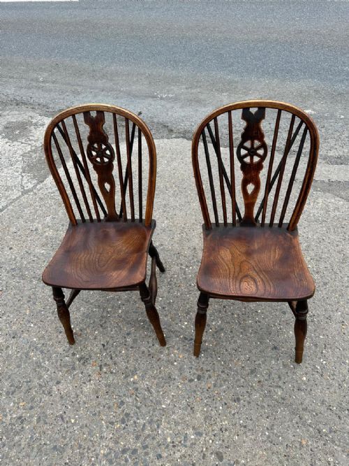 HARLEQUIN SET OF 4 19TH CENTURY ELM WHEELBACK CHAIRS - ADDITIONAL PHOTO 1