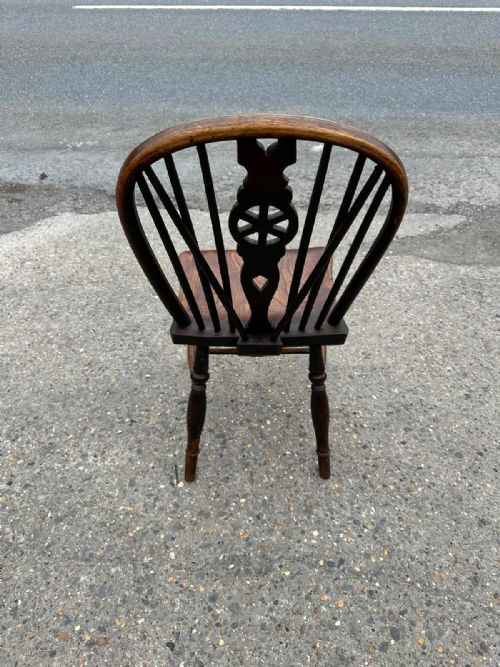 HARLEQUIN SET OF 4 19TH CENTURY ELM WHEELBACK CHAIRS - ADDITIONAL PHOTO 3