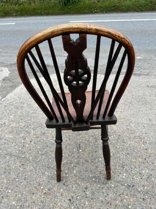 HARLEQUIN SET OF 4 19TH CENTURY ELM WHEELBACK CHAIRS - ADDITIONAL PHOTO 4