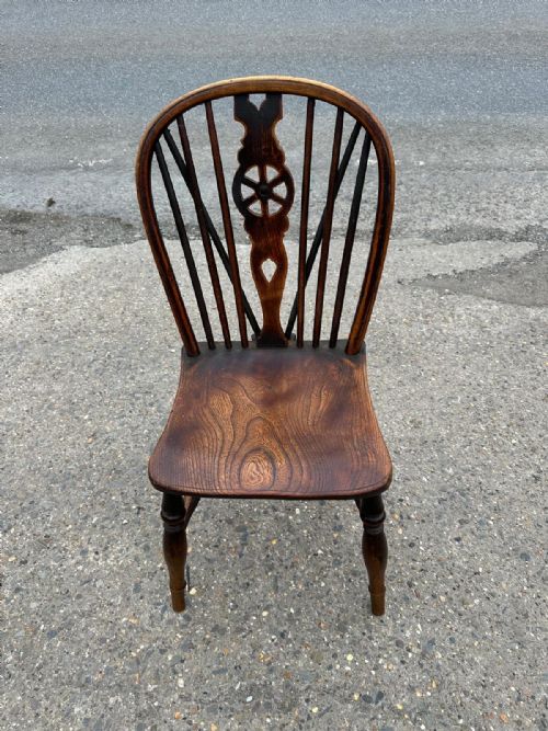 HARLEQUIN SET OF 4 19TH CENTURY ELM WHEELBACK CHAIRS - ADDITIONAL PHOTO 5