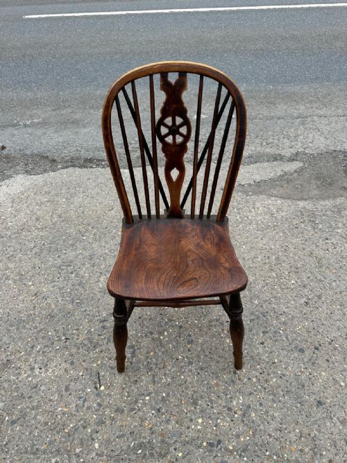 HARLEQUIN SET OF 4 19TH CENTURY ELM WHEELBACK CHAIRS - ADDITIONAL PHOTO 7