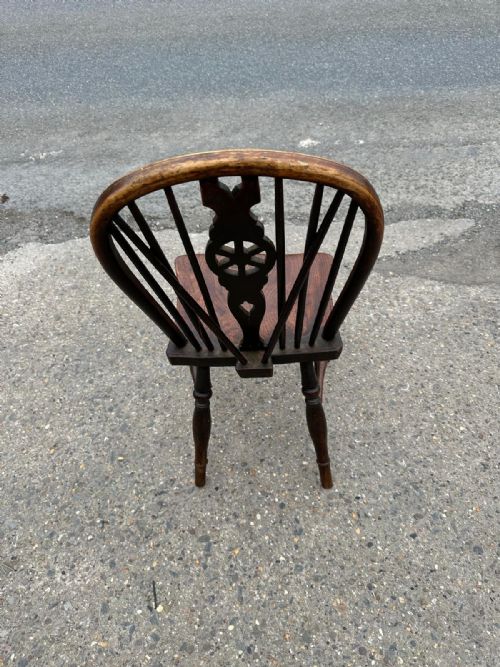 HARLEQUIN SET OF 4 19TH CENTURY ELM WHEELBACK CHAIRS - ADDITIONAL PHOTO 8
