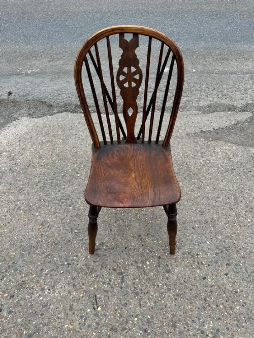 HARLEQUIN SET OF 4 19TH CENTURY ELM WHEELBACK CHAIRS - ADDITIONAL PHOTO 10