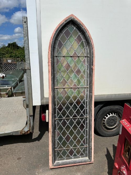 VICTORIAN ARCH TOP CHURCH WINDOW WITH DIAMOND PANES - ADDITIONAL PHOTO 2