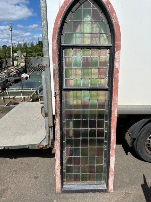 VICTORIAN ARCH TOP CHURCH WINDOW WITH SQUARE PANES - ADDITIONAL PHOTO 3