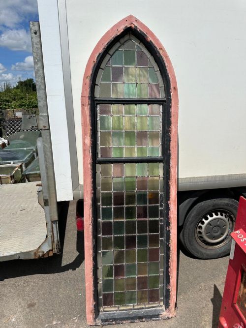 VICTORIAN ARCH TOP CHURCH WINDOW WITH SQUARE PANES - ADDITIONAL PHOTO 5