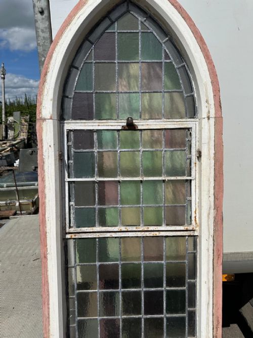 VICTORIAN ARCH TOP CHURCH WINDOW WITH SQUARE PANES - ADDITIONAL PHOTO 6