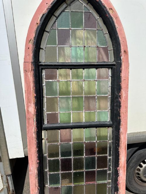 VICTORIAN ARCH TOP CHURCH WINDOW WITH SQUARE PANES - ADDITIONAL PHOTO 7