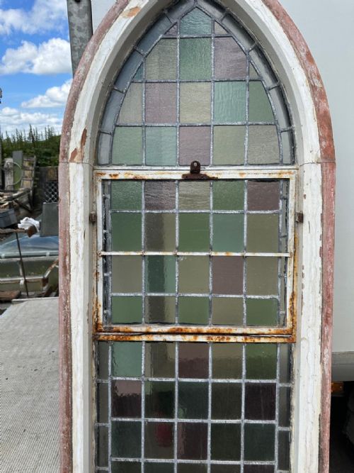 VICTORIAN ARCH TOP CHURCH WINDOW WITH SQUARE PANES - ADDITIONAL PHOTO 10