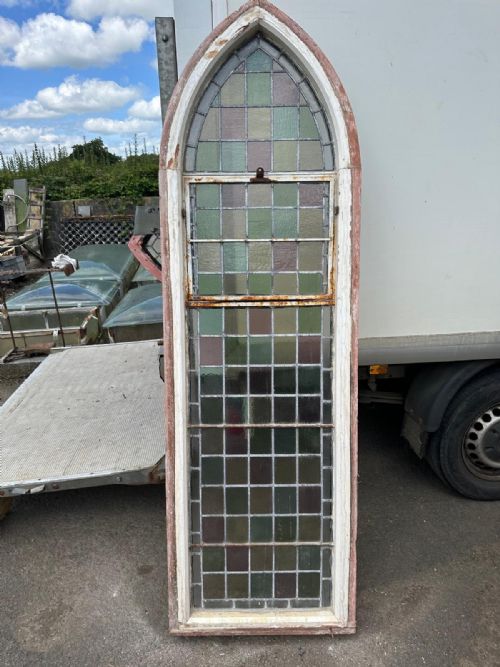 VICTORIAN ARCH TOP CHURCH WINDOW WITH SQUARE PANES - ADDITIONAL PHOTO 11