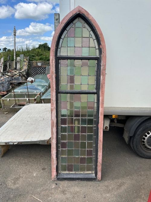 VICTORIAN ARCH TOP CHURCH WINDOW WITH SQUARE PANES - ADDITIONAL PHOTO 13