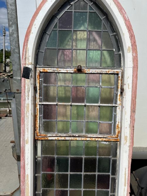 VICTORIAN ARCH TOP CHURCH WINDOW WITH SQUARE PANES - ADDITIONAL PHOTO 14