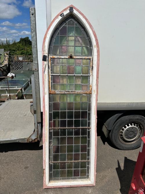 VICTORIAN ARCH TOP CHURCH WINDOW WITH SQUARE PANES - ADDITIONAL PHOTO 15