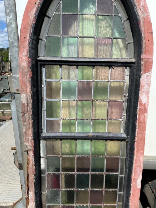 VICTORIAN ARCH TOP CHURCH WINDOW WITH SQUARE PANES - ADDITIONAL PHOTO 16
