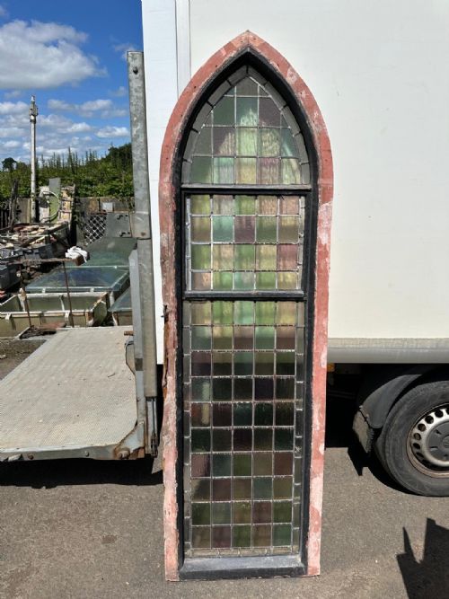 VICTORIAN ARCH TOP CHURCH WINDOW WITH SQUARE PANES - ADDITIONAL PHOTO 17