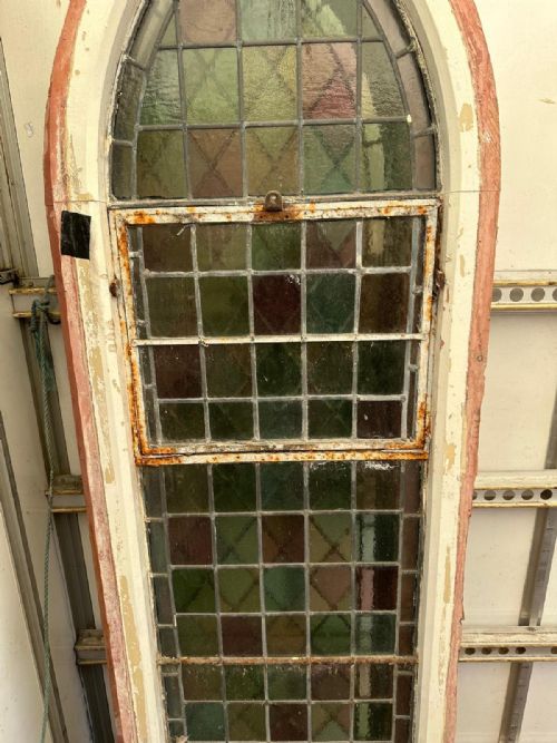 VICTORIAN ARCH TOP CHURCH WINDOW WITH SQUARE PANES - ADDITIONAL PHOTO 18