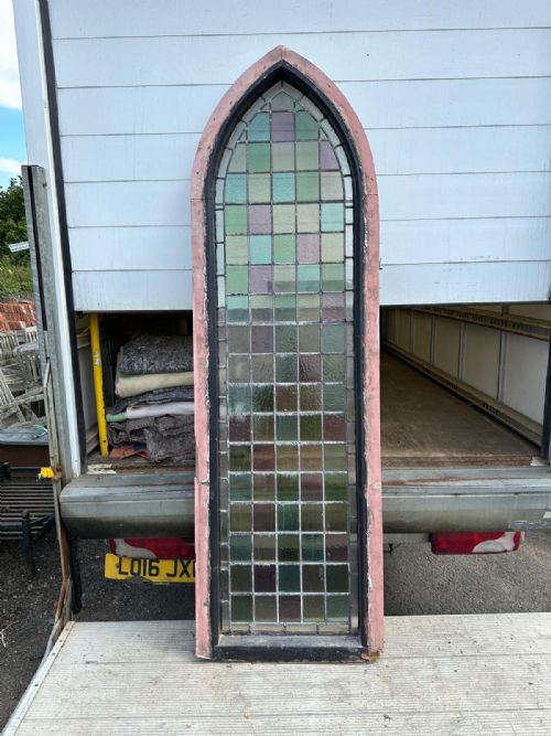 VICTORIAN ARCH TOP CHURCH WINDOW WITH SQUARE PANES - ADDITIONAL PHOTO 19