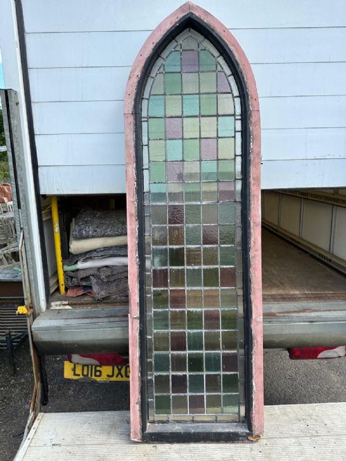 VICTORIAN ARCH TOP CHURCH WINDOW WITH SQUARE PANES - ADDITIONAL PHOTO 21