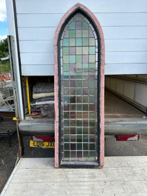 VICTORIAN ARCH TOP CHURCH WINDOW WITH SQUARE PANES - ADDITIONAL PHOTO 23