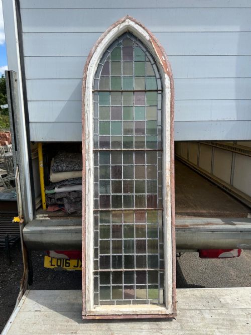 VICTORIAN ARCH TOP CHURCH WINDOW WITH SQUARE PANES - ADDITIONAL PHOTO 24