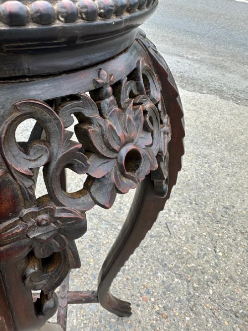19TH CENTURY CHINESE CARVED STAND WITH MARBLE TOP - ADDITIONAL PHOTO 1